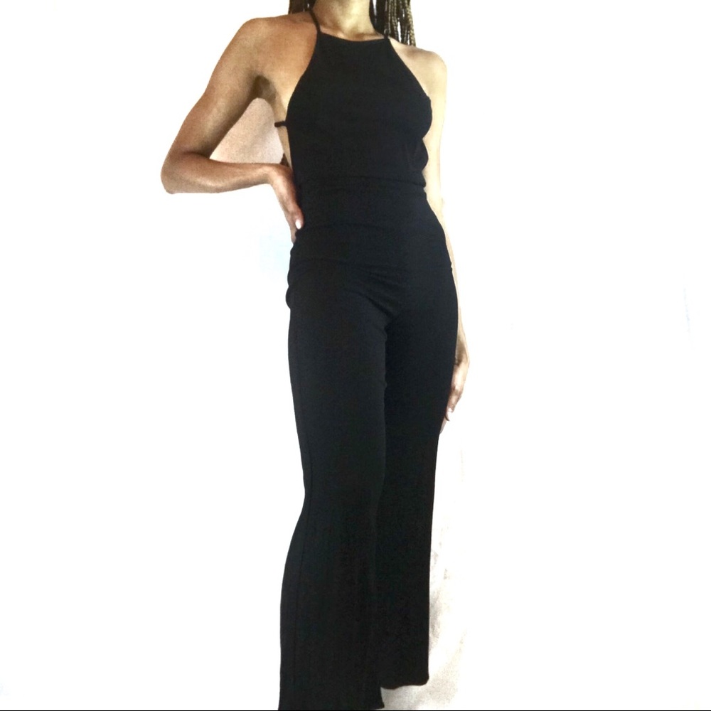 Reformation Black Halter Jumpsuit